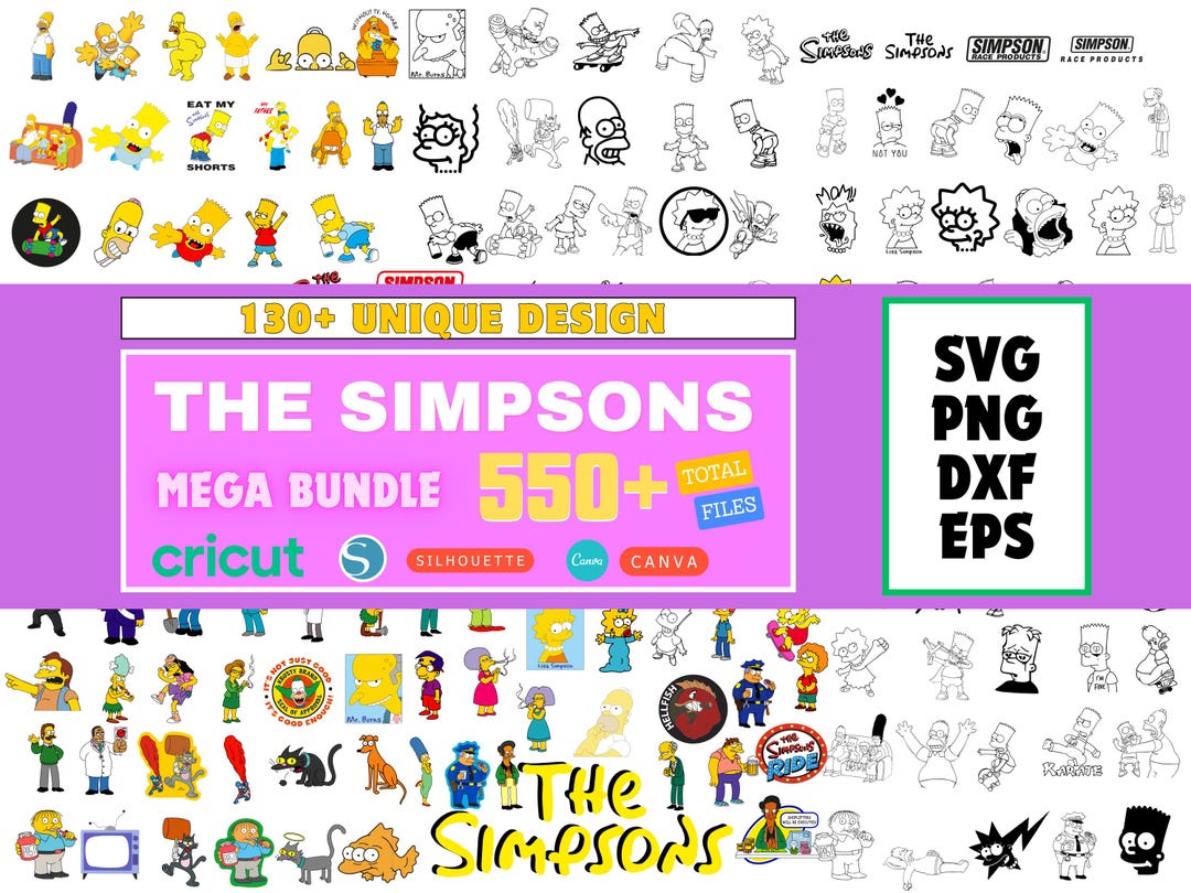 The Simpsons Cartoon Character SVG Bundle - Etsy