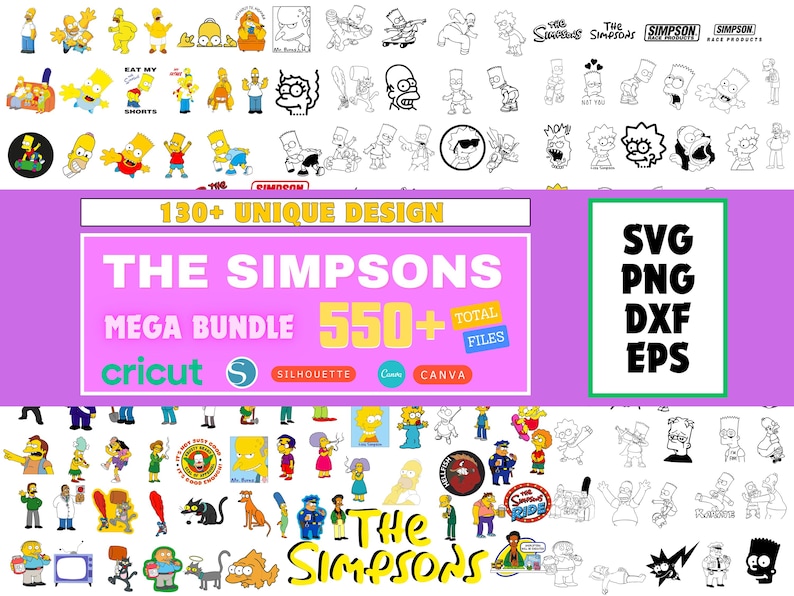 The Simpsons Cartoon Character SVG Bundle - Etsy