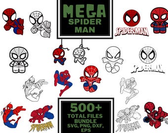 Spiderman SVG & PNG Bundle with Letters, poses, web and titles