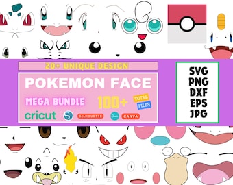 Pikachu Face Svg Bundle, Pokemon Face Svg, Shirt Design, Pikachu Eyes, Printable Png, Cut File For Cricut, Pikachu instant download