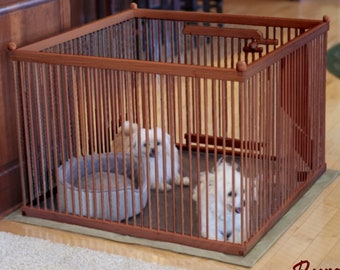 3'x3' Wooden Dog Crate with Floor Mat