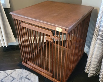 2'x2' Cherry-finished "End Table style" Maple Small Dog Crate with Top Cover and Floor Mat - Demo Products Clearance Priced