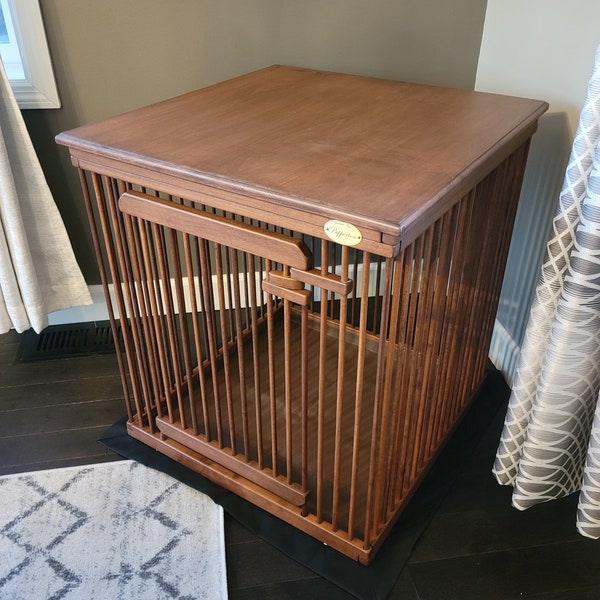 2'x2' Cherry-finished "End Table style" Maple Small Dog Crate with Top Cover and Floor Mat - Demo Products Clearance Priced