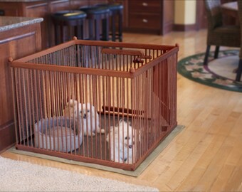 machine-washable snap-on Floor Mat That Doubles as the Carrying Case. 3/'x3/' Solid MAPLE Pet Crate comes with a waterproof