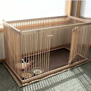 2'x4' Solid Hardwood Dog Crate With Waterproof Snap-on Floor Mat ...