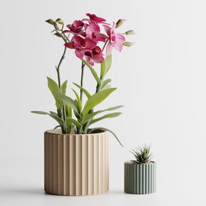 Blumentopf mit Rillenstruktur, 3D-Druck Pflanzgefäß in 3 Größen