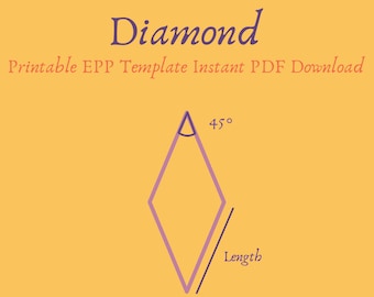 Printable 45 degree Diamond EPP Template Instant PDF Download