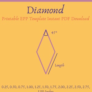 Printable 45 degree Diamond EPP Template Instant PDF Download