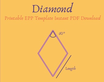 Printable 60 degree Diamond EPP Template Instant PDF Download