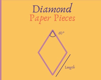 Plantillas de paper piecing en inglés de EPP con piezas de papel de diamante precortadas a 60 grados