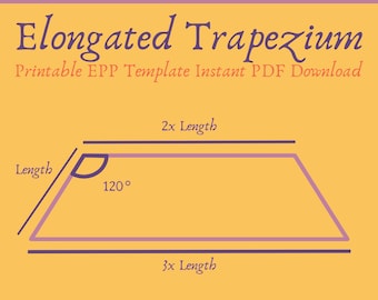 Printable Elongated Trapezium EPP Template Instant PDF Download