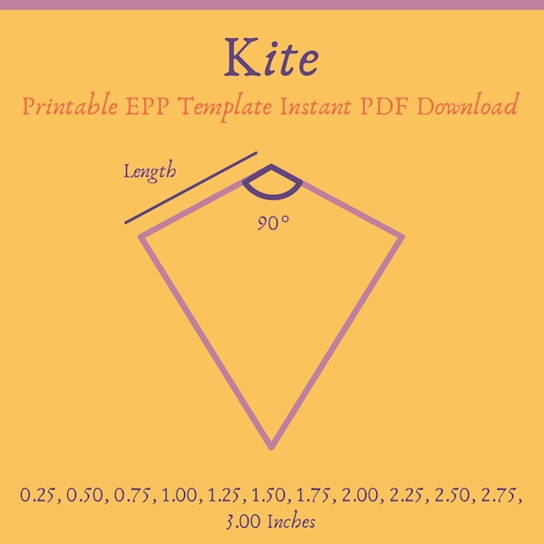 Printable 90 degree Kite EPP Template Instant PDF Download