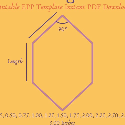 Printable 60 Degree Diamond EPP Template Instant PDF Download - Etsy