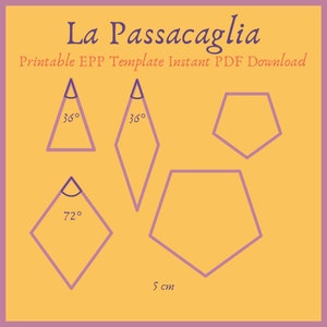 Printable 5cm La Passacaglia EPP Template Instant PDF Download