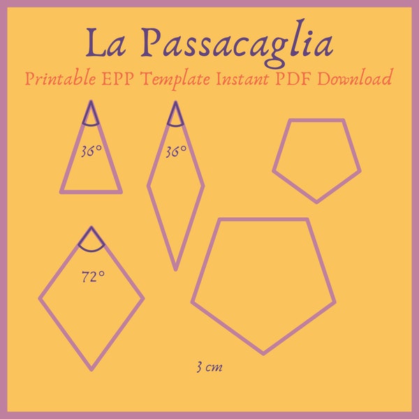 Printable 4cm La Passacaglia EPP Template Instant PDF Télécharger