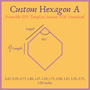 Printable Custom 90 degree Hexagon A Honeycomb EPP Template Instant PDF Download