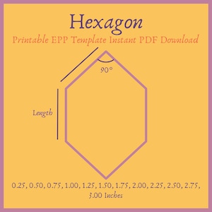 Ausdruckbare 90 Grad Hexagon Wabe EPP Vorlage Instant PDF Download
