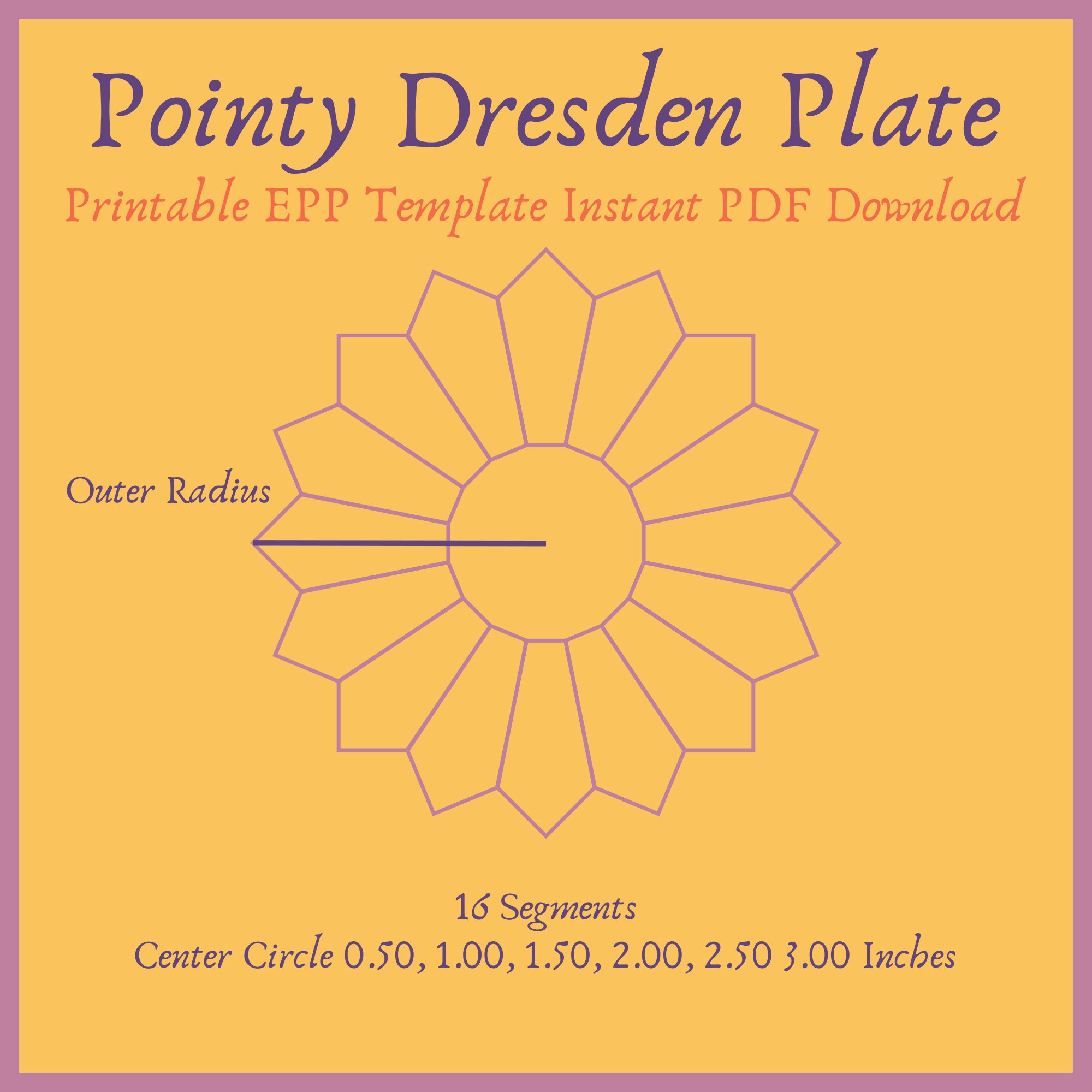 Printable Dresden Plate 16 Points 5.0 printable-dresden-plate-16-points-5-0-radius-epp-template-instant-pdf-download-etsy