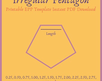 Printable Irregular Pentagon EPP Template PDF Instant Download