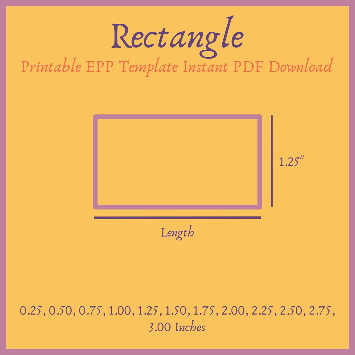 Printable 1.25 Inch Rectangle EPP Template Instant PDF Download - Etsy