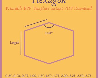 Printable 140 degree Hexagon Coffin EPP Template Instant PDF Download