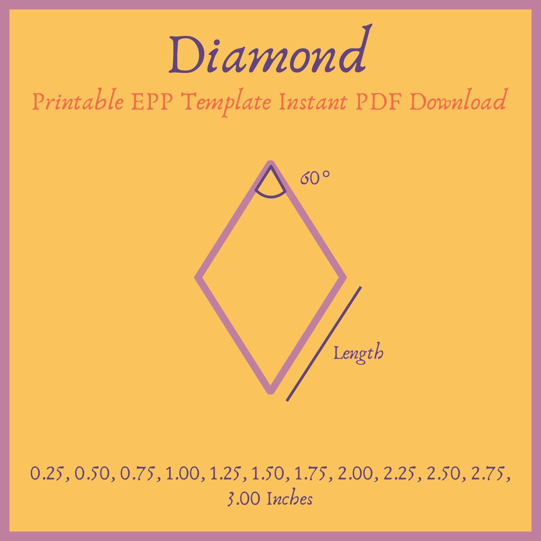 Printable 60 Degree Diamond EPP Template Instant PDF Download - Etsy ...