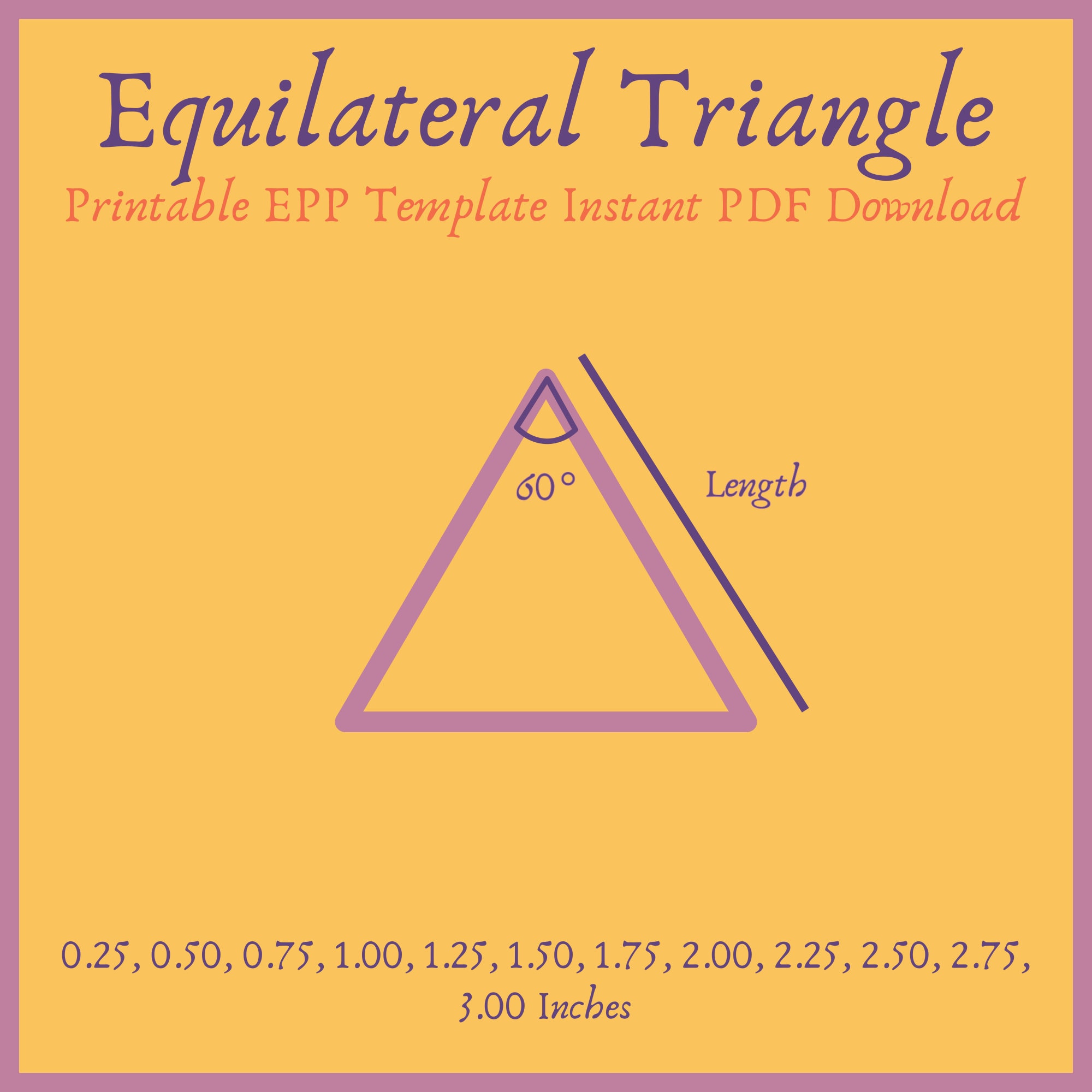 Printable Equilateral Triangle EPP Template Instant PDF Download