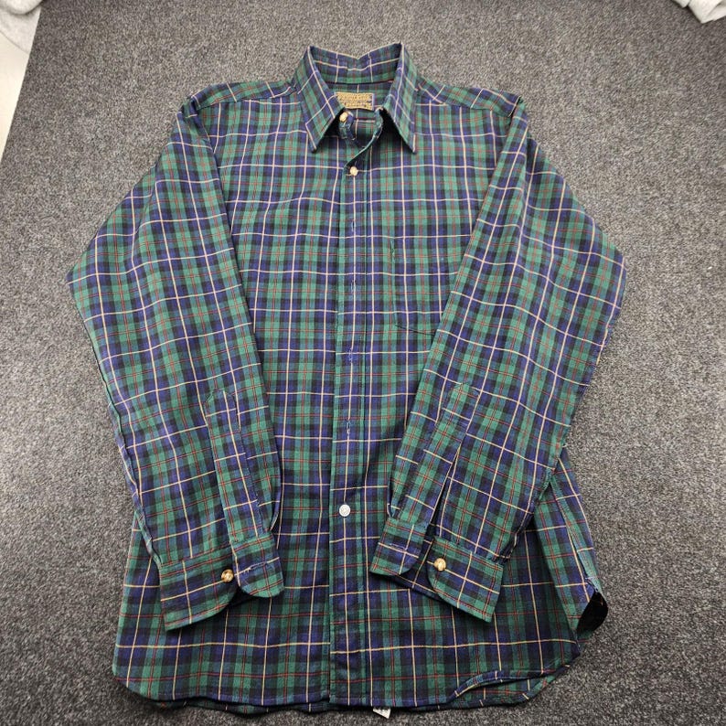 VTG Pendleton Shirt Mens Large Plaid Sir Pendleton Virgin Wool Western USA Made image 1