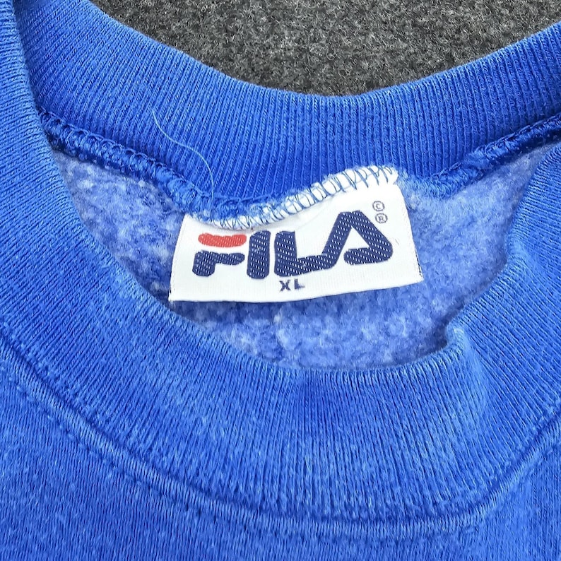 Vintage FILA Italia colorblock sweater heren trui blauw XL Made in Italy afbeelding 9
