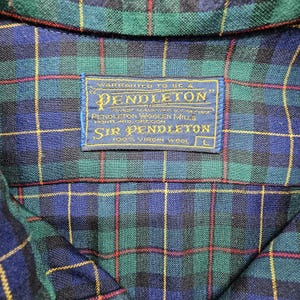 VTG Pendleton Shirt Mens Large Plaid Sir Pendleton Virgin Wool Western USA Made image 2