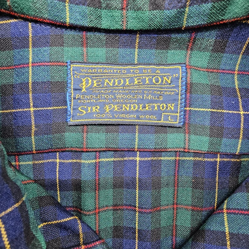 VTG Pendleton Shirt Mens Large Plaid Sir Pendleton Virgin Wool Western USA Made image 2