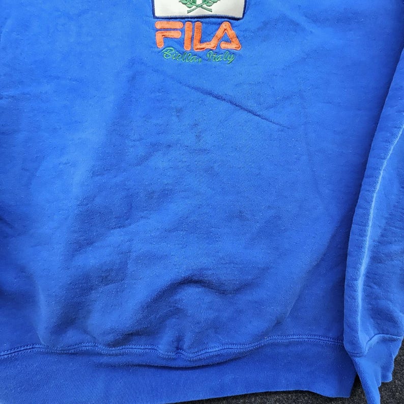 Vintage FILA Italia colorblock sweater heren trui blauw XL Made in Italy afbeelding 3