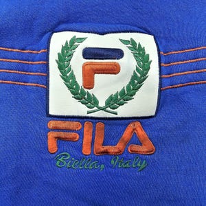 Vintage FILA Italia colorblock sweater heren trui blauw XL Made in Italy afbeelding 8