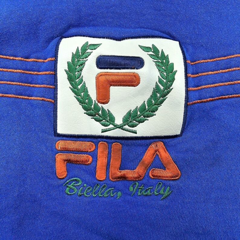 Vintage FILA Italia colorblock sweater heren trui blauw XL Made in Italy afbeelding 8