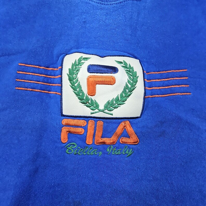 Vintage FILA Italia colorblock sweater heren trui blauw XL Made in Italy afbeelding 2