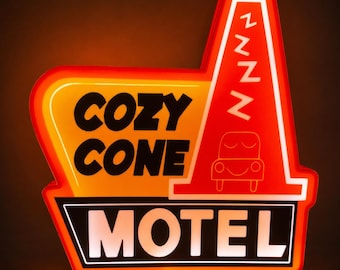 Cozy Cone Motel Light Box – Lightning McQueen Inspired 3D Printed Decor (LED Night Light)
