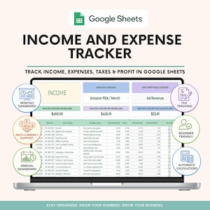 Income and Expense Tracker Google Sheets, Small Business Bookkeeping Spreadsheet, Profit and Loss Tracker, Revenue Dashboard, Tax Ledger
