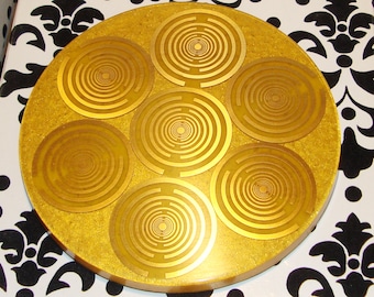 Orgone orgonite® all-powerful golden charging plate, 10’’ disc, 14 MWO by Lakhovsky, Food structure, Sacred geometry, abundance, prosperity