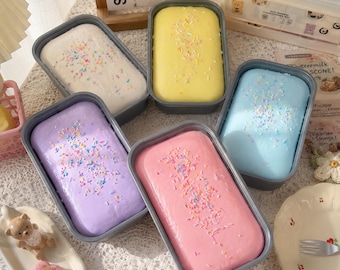 Sticky Box Cake Squishy Toy Långsamt Rising Squeeze Toy Smörglassbox Squishy Fidget Toy Anti Stress Release Hand Relax Present
