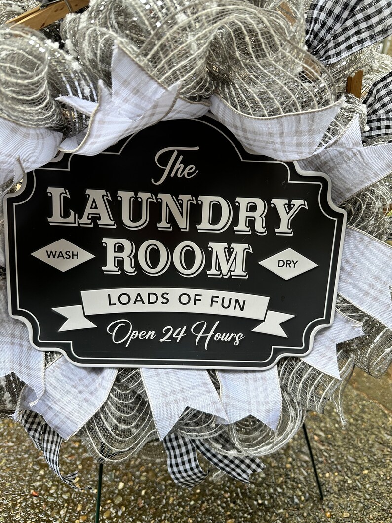 Farmhouse Laundry Room Wreath Decor, Rustic Clothespin Sign - Etsy