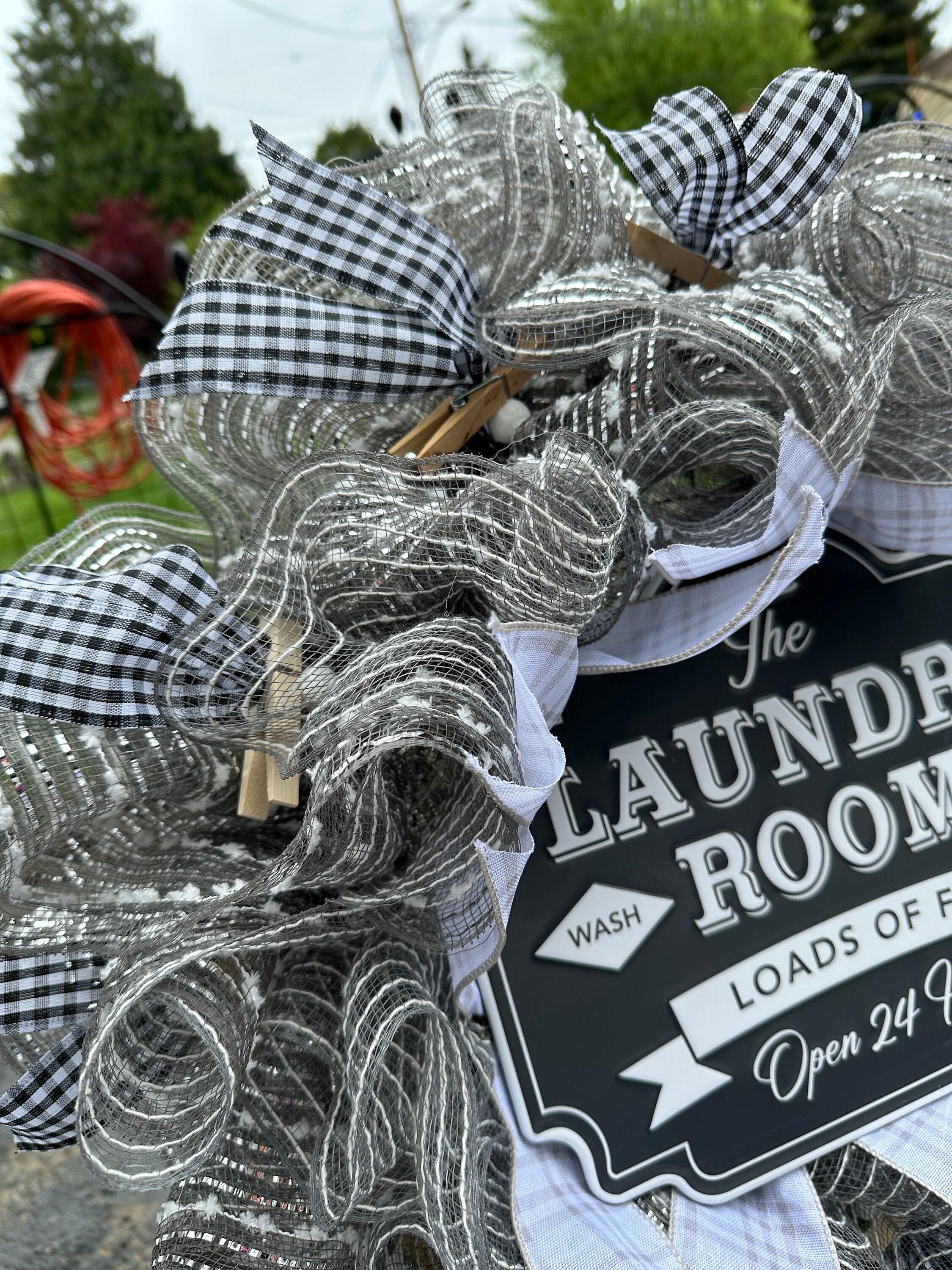 Farmhouse Laundry Room Wreath Decor, Rustic Clothespin Sign - Etsy