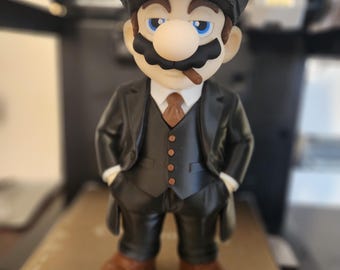 10.5" Tall Peaky Blinders Mario as Shelby 3D Printed Figure. Fan Art