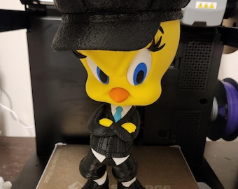 11" Tall 3D Printed Tweety Bird 90s Urban Fashionista Fan Art Figure
