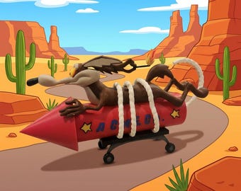 Wile E. Coyote 3D Printed Figure Looney Tunes Collectible