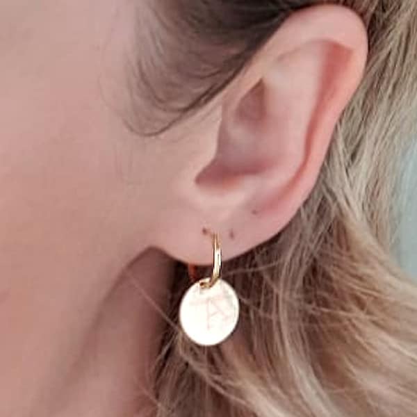 Personalized Earrings, Initials Earrings, letter charm earrings, 14kt Gold Filled Earrings, Monogram Earrings Earrings Birthday Gift for her