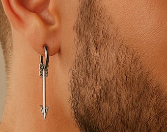 Pijl heren oorbel zwarte hangoorbel waterdichte enkele hoepel stijlvolle pijl bedel uniek cadeau voor hem Punk sieraden cadeau voor hem