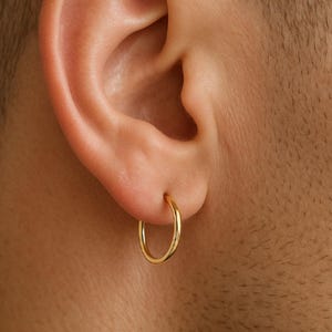 Gouden herenoorbellen herenringen Herenoorbellen gouden hoepels voor mannen alledaagse oorbellen, mini-oorbellen kleine hoepels heren jongens oorbellen 12 mm