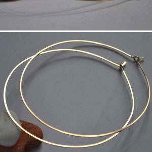 3 inch Gold Hoop Earrings, Elegant Hoops 14k Gold Filled, Lightweight Rounded Earrings, Hammered Gold Hoops Earrings XL hoops Flat