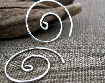 Sterling Silver Swirl Hoop Earrings 1 inch Spiral Shaped Earrings Minimal Elegance Earring. Modern Hoops, Geometric Jewelry Swirl Hoops