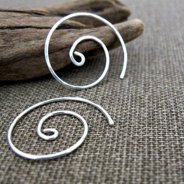 Sterling Silver Swirl Hoop Earrings 1 inch Spiral Shaped Earrings Minimal Elegance Earring. Modern Hoops, Geometric Jewelry Swirl Hoops